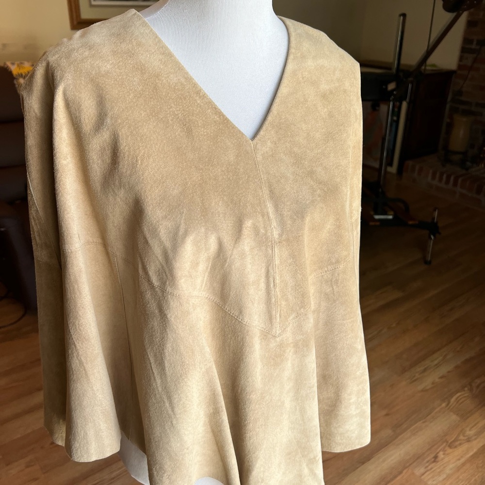 Authentic suede poncho